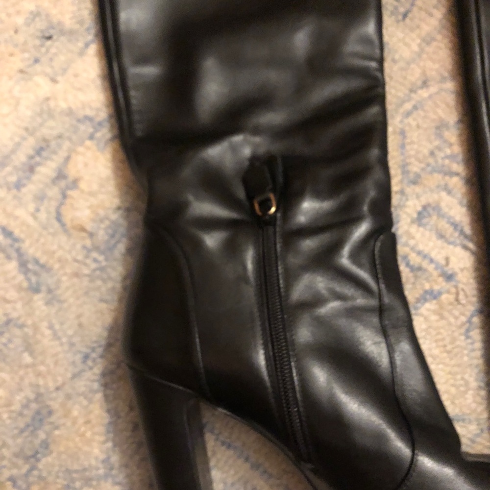 STUART WEITZMAN Vida 100 Knee High Leather Boots Black sz 10 40.5 - Picture 4 of 6